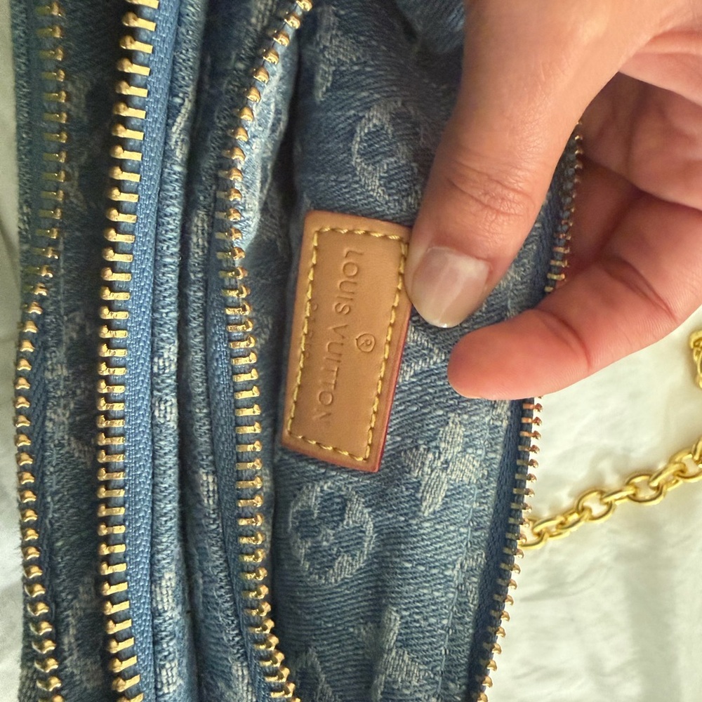 Louis Vuitton Blue Denim Clutch with Gold Chain - Picture 2 of 9